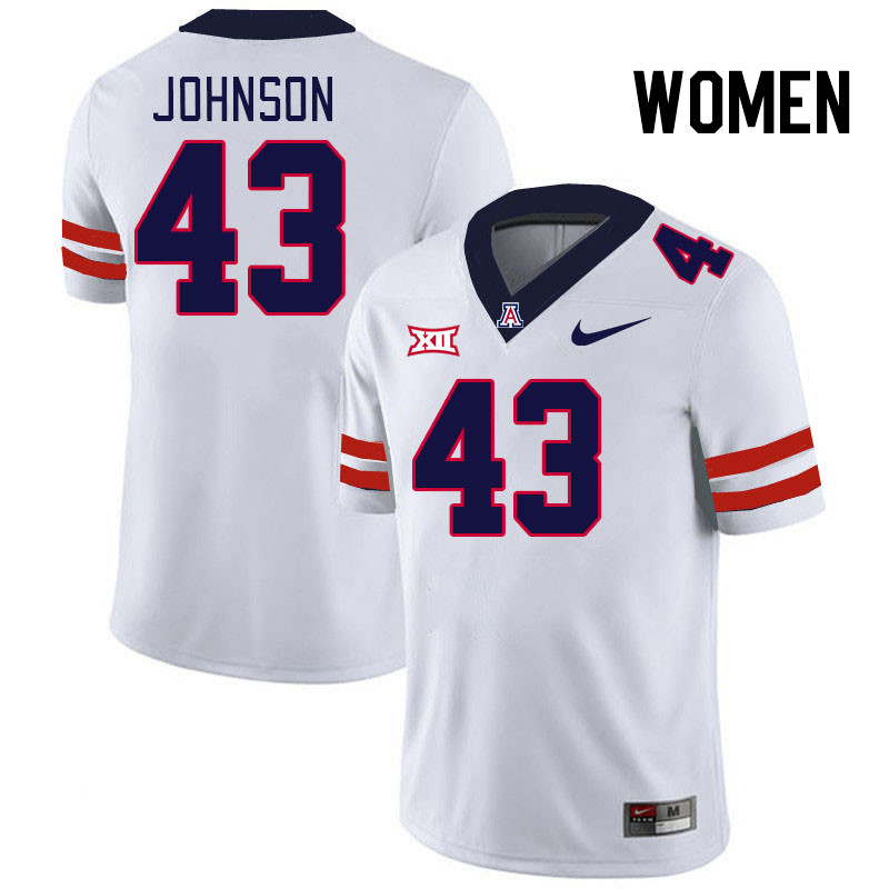 Women #43 Dalton Johnson Arizona Wildcats Big 12 Conference College Football Jerseys Stitched-White